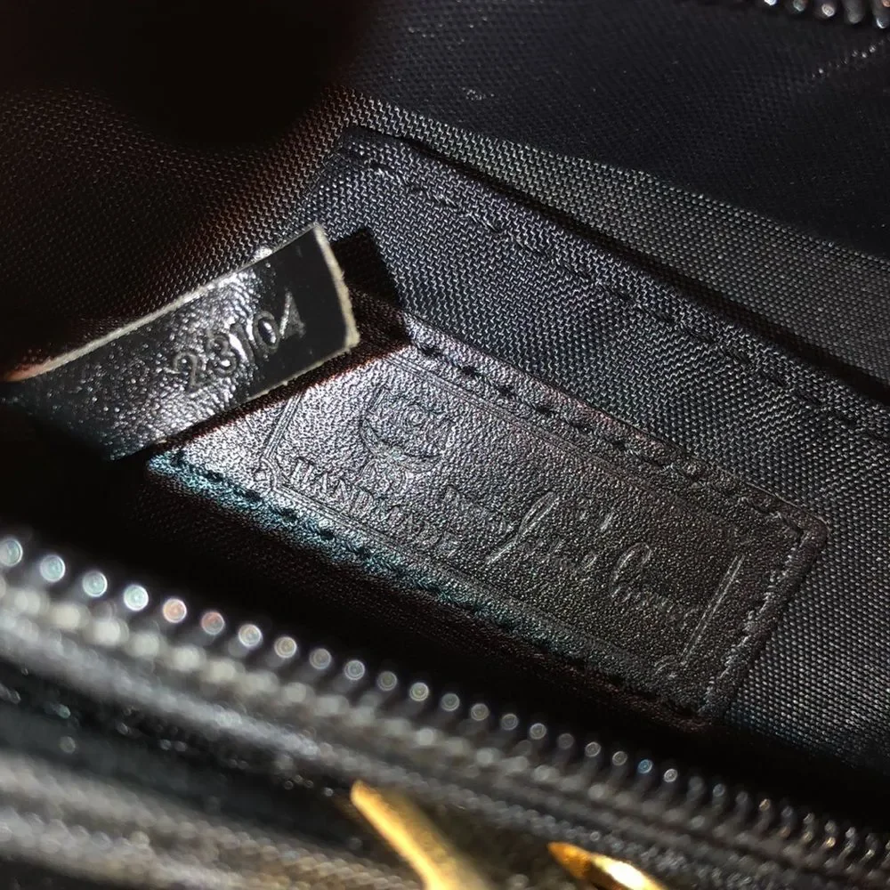 MCM Black & Gold Monogram Shoulder Bag with Top Zipper Closure German